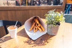 Churros con Chocolate - it is a traditional breakfast meal in spain