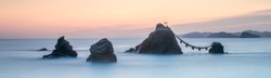 Sacred Meoto Iwa Rocks also known as the Married Couple Rocks, Futami, Mie Prefecture, Japan