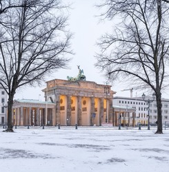 Brandenburg Gate in winter, Berlin, Germany