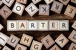 the word of BARTER on building blocks concept