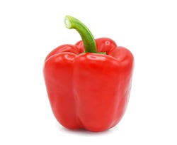 Red bell pepper isolated on white background.