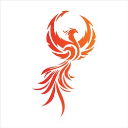 Flying Phoenix Fire Bird abstract Logo design vector template. Dove Eagle Logotype concept icon