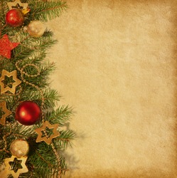 Beige paper background with Christmas border. 