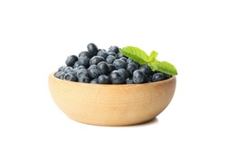 Bowl with blueberry isolated on white background