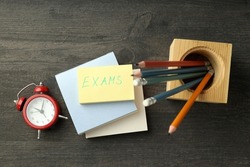Concept of exams and tests, top view