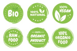 Best vector Set bio, vegan, ecology, organic logos and badges, label, tag. Vector illustration design.