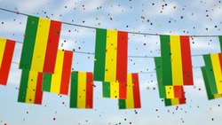Bolivians flags in the sky with confetti.