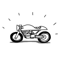 hand drawn cafe racer motorcycle