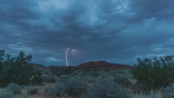 Lightning, thunderstorm in the valley of fire state park, USA