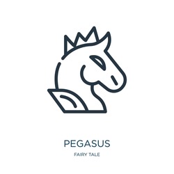 pegasus thin line icon. fantasy, animal linear icons from fairy tale concept isolated outline sign. Vector illustration symbol element for web design and apps.