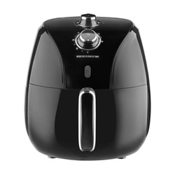 Air Fryer Isolated. Black Electric Deep Fryer Front View. Modern AirFryer Front View. Domestic Household & Small Kitchen Appliances. 1800 Watts Convection Oven & 5.2 Liter Capacity Oilless Cooker