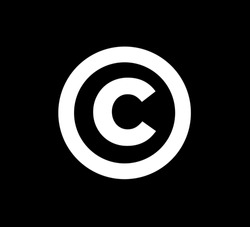 Copyright c with round shape. C letter mark.