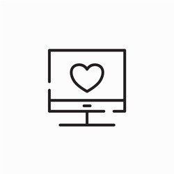 Love monitor icon. Love and affection icon. Outline style icon. Vector