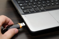 USB flash drive and laptop