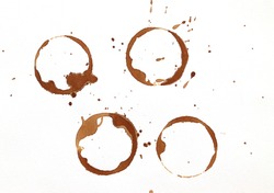 Dry brown coffee cup rings isolated on a white background
,Top view