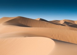 Landscape of the sand dunes at Erg Chebbi desert during sunset time