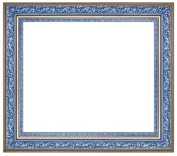 Color Light Blue Classic Old Vintage Wooden mockup canvas frame isolated on white background. Design element. use for framing paintings, mirrors or photo.