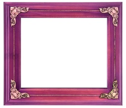 Antique fuchsia Pink Classic Old Vintage Wooden mockup canvas frame isolated on white background. Blank and diverse subject moulding baguette. Design element. use for paintings, mirrors or photo.