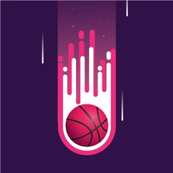Pink Basketball fire vector illustration, Realistic Fireball 3D, Firebasketball flying, Icon Logo and Simbol For Games Sport or Competition