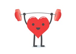 Healthcare concept, strong heart weight lifting over isolated background