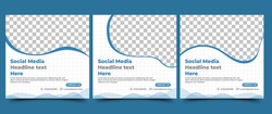 Set of Business social media post . Abstract blue fluid shape with place for the photo. Usable for social media, flyers, banners, and web internet ads.