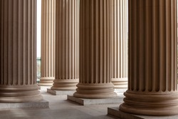 Court house or museum pillars or columns monotone in color and soft ambience