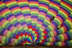 Inside a hot air balloon. Rainbow colours