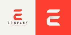 Initial Letter F and E Linked Logo. Red and White Geometric Shape Origami Style isolated on Double Background. Usable for Business and Branding Logos. Flat Vector Logo Design Template Element