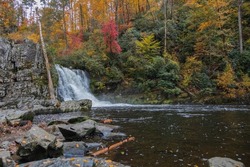 Abrams Falls with fall foliage background in Great Smoky Mountains National Park, Tennessee