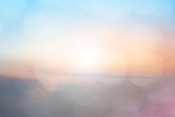 Abstract double exposure of blurred beautiful natural soft beauty sky landscape background and ray flare light bokeh bulb at travel and Summer holiday concept. - Image