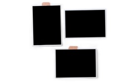  photo frames. Square frame template with shadows isolated on transparent background.