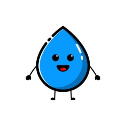Blue water drop characters with cute facial expressions