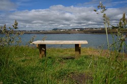 An empty bench overlooking Elie