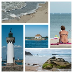 Collage of Various view of seascape  landscape in Quiberon - France