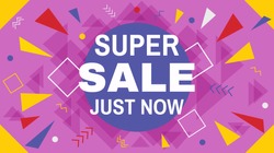 Big super sale horizontal banner vector. Colorful geometric background with triangle elements. Vector design template for sale and discount, business, advertisement, promotion, presentation.