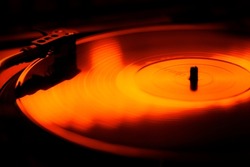 Vinyl Record spinning on turntable