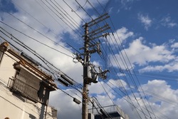 Telephone Lines in Japan Clear Sky