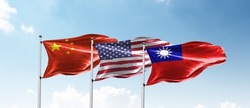 China, United States of America and Taiwan country flags.