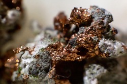 Native copper inserted in a rock