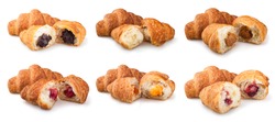 collection croissants on a white background