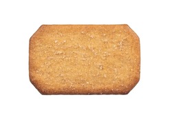 Rectangular sugar coated cinnamon cookie isolated on a white Background. Top view sugar coated biscuit.