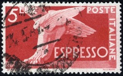Postage stamps of the Italy. Stamp printed in the Italy. Stamp printed by Italy.