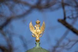 
The state symbol of Russia is the golden double-headed eagle, on the roof of the Winter Palace (Hermitage) Saint Petersburg