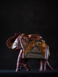 Wooden elephant figurine.  Traditional asian and african souveni.