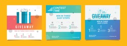 Giveaway banners. Post and stories design template.