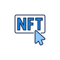 Mouse Cursor on NFT Button colored icon. Vector Non-Fungible Token modern sign