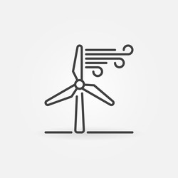 Wind energy linear icon - vector concept symbol or design element in thin line style