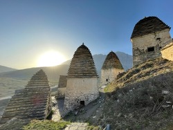 City of Dead, also Dargavssky crypt burial ground is complex of ground and semi-underground crypt structures of XIV-XVIII centuries near village of Dargavs in North Ossetia, Russia