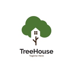 Tree house inspiration logo design vector template