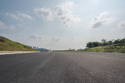Outdoor asphalt road low angle perspective view background